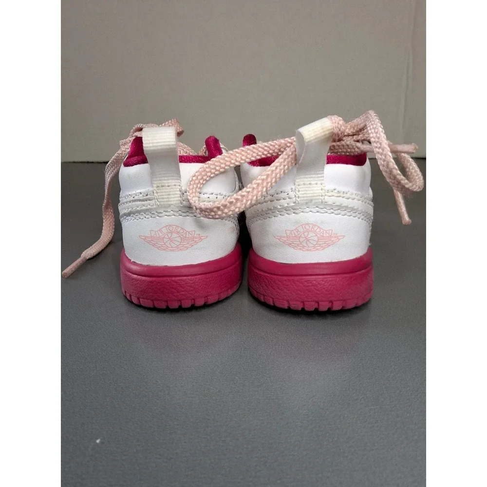 Jordan 1 Mid Toddler White Pink Fuchsia Sneakers 554725-107 Size 4C